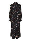 Yassomelli Ls Long Shirt Dress - Ex - Svart Blommönster