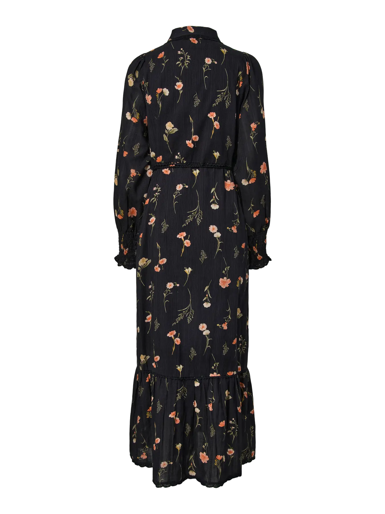 Yassomelli Ls Long Shirt Dress - Ex - Svart Blommönster