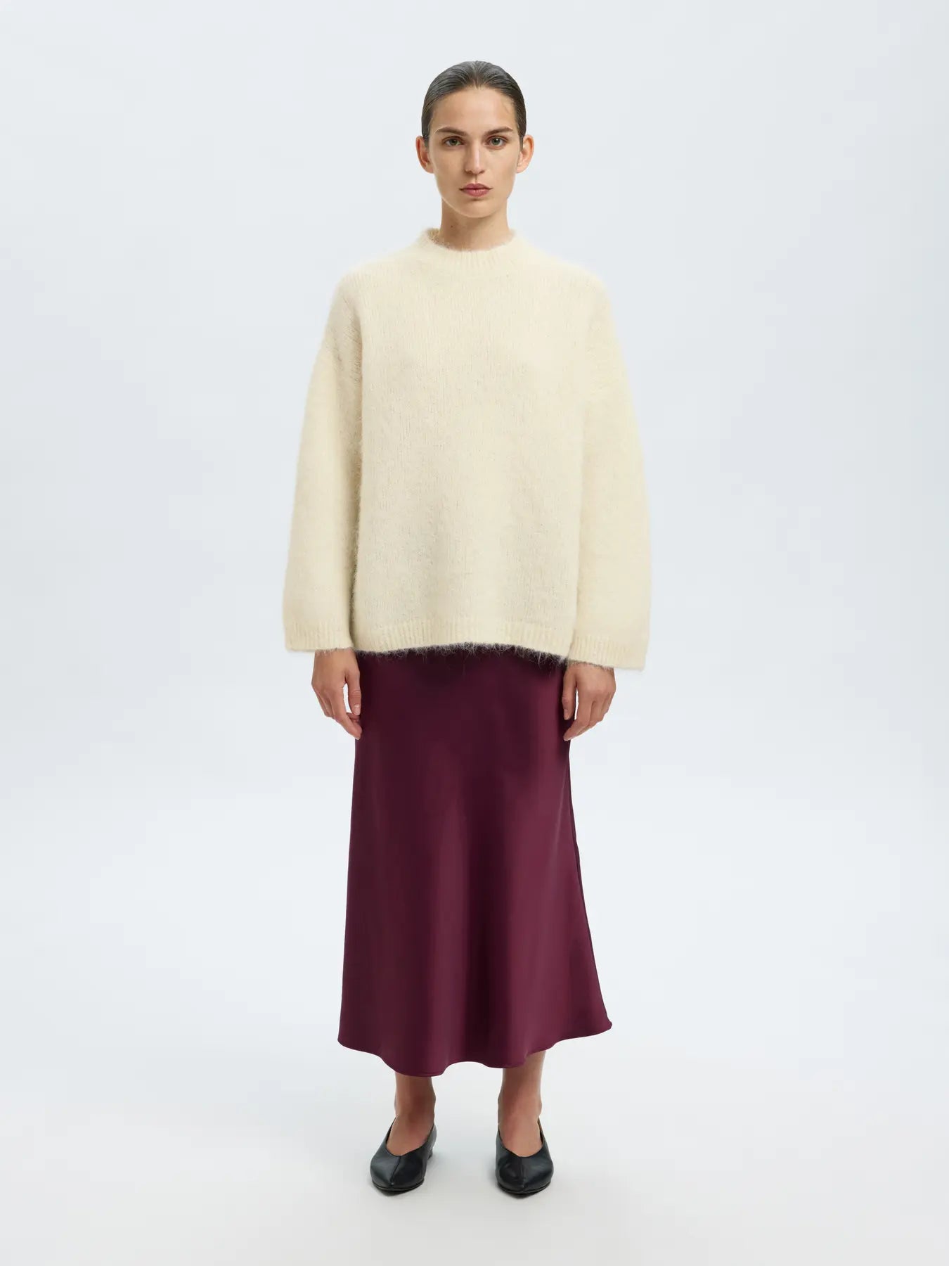Gabriella Ls Knit New O-Neck - Birch