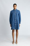 Rylan Elena Skjortklänning - Mid Blue Wash