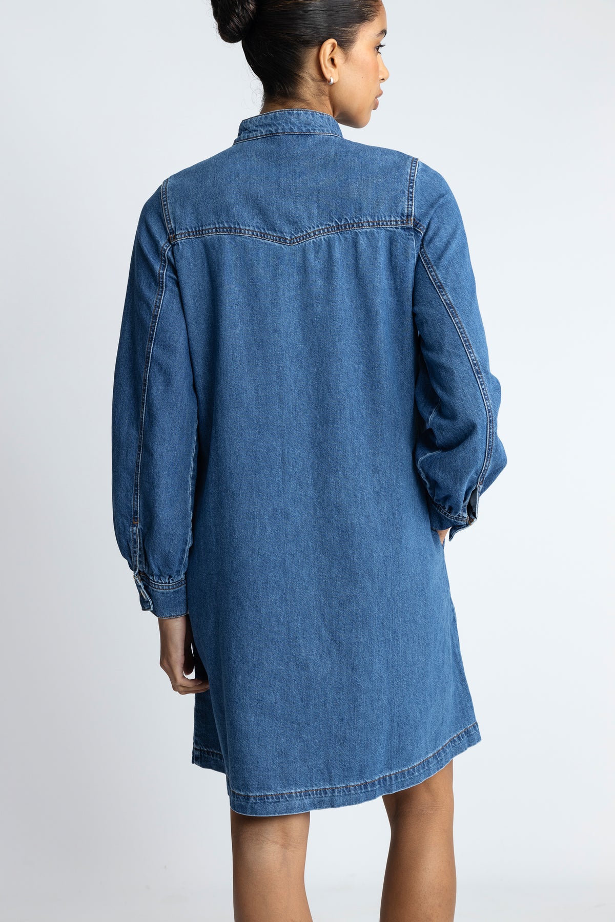 Rylan Elena Skjortklänning - Mid Blue Wash