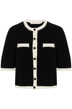 GZalpha Contrast Cardigan - Black/Ivory Comb
