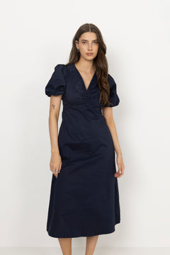 Illana Poplin Dress - Navy