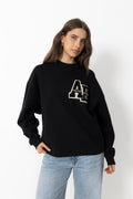 Miles Oversized Sweatshirt Letterman - Svart