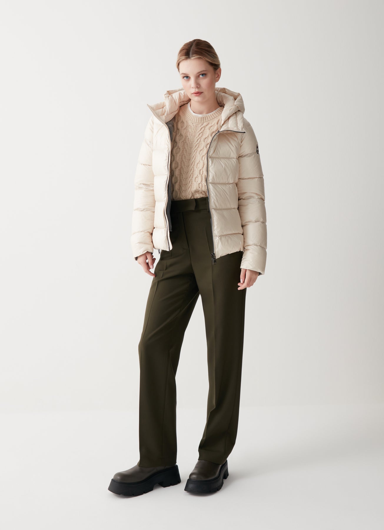 2216 Iridescent Down Jacket With Maxi Collar - Incense/Dark Steel