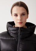 2216 Iridescent Down Jacket With Maxi Collar - Black/Dark Steel