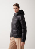 2216 Iridescent Down Jacket With Maxi Collar - Black/Dark Steel