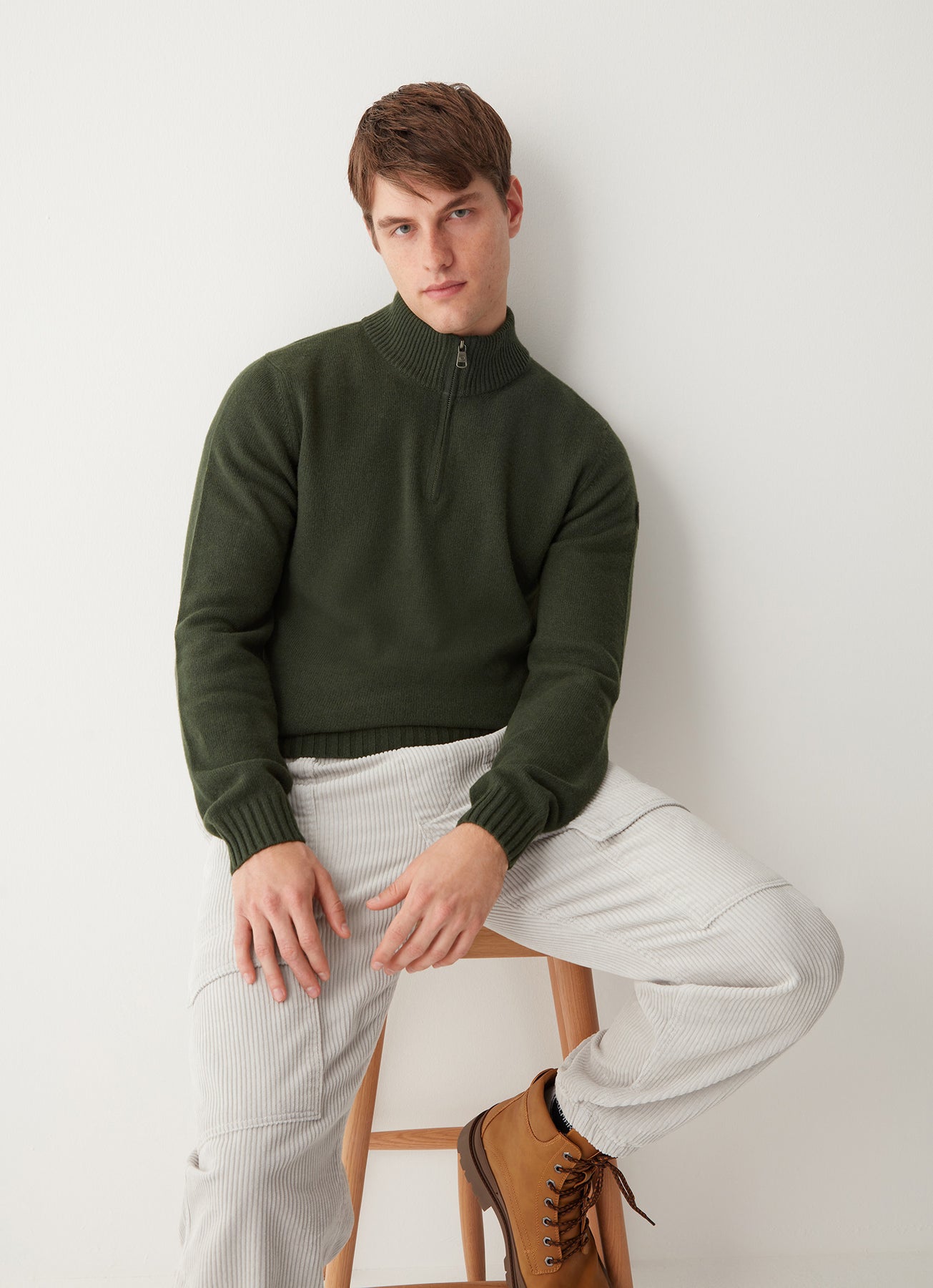 4472 Mens Half Zip Sweater - Bush