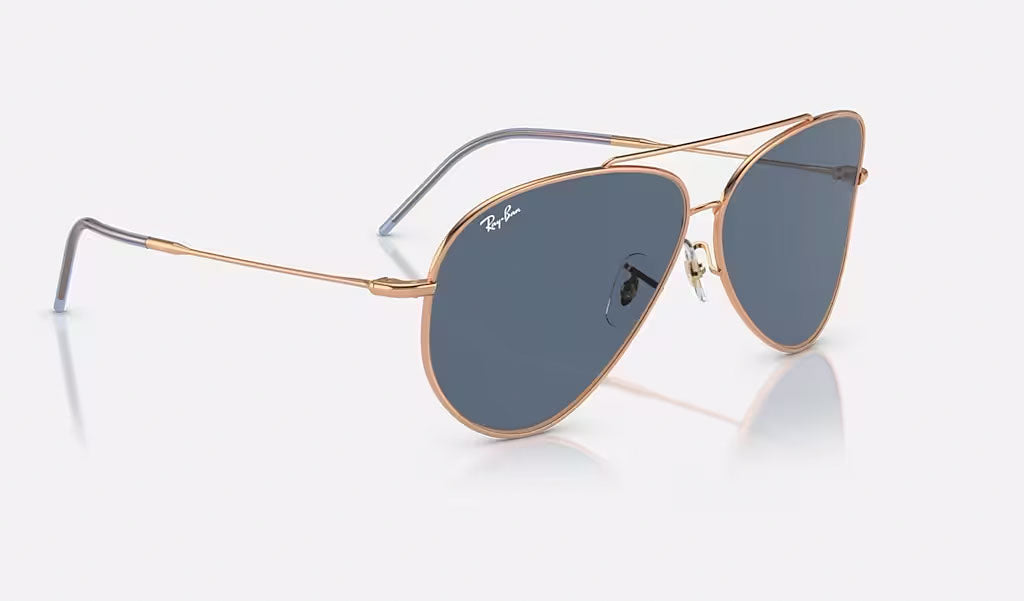 Aviator Reverse - Blue - Polished Rose Gold