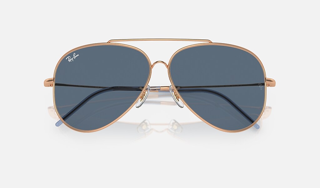 Aviator Reverse - Blue - Polished Rose Gold