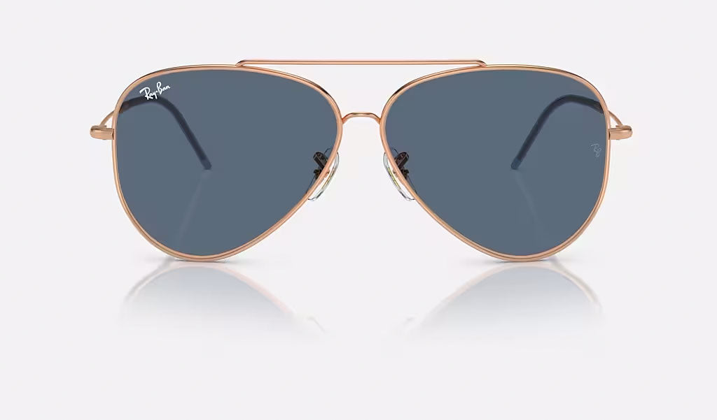 Aviator Reverse - Blue - Polished Rose Gold