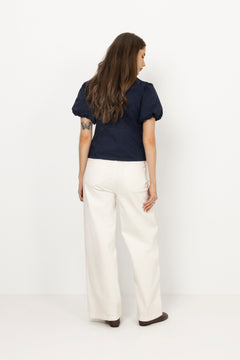 Irina Poplin Blouse - Navy