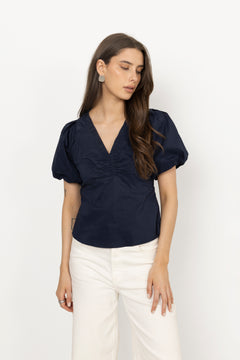 Irina Poplin Blouse - Navy