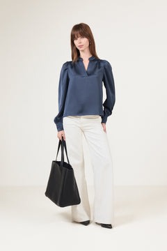 Rosslyn Heavy Sateen Blouse - Midnight Blue