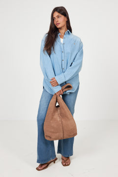 Suede Demi Bag - Brown