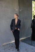 Mya Herringbone Blazer - Black