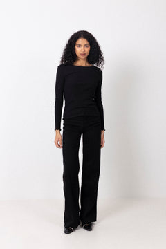 Anna Ls Crew Neck Tee S - Black