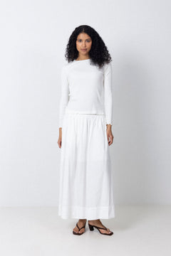 Anna Ls Crew Neck Tee S - Snow White