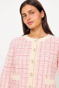 Yaslivia Ls Short Knit Cardigan S. - Birch Raspberry Sorbet/Pirouette