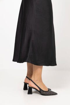 Biamaralyn Slingback Rhinestone Mesh - Black