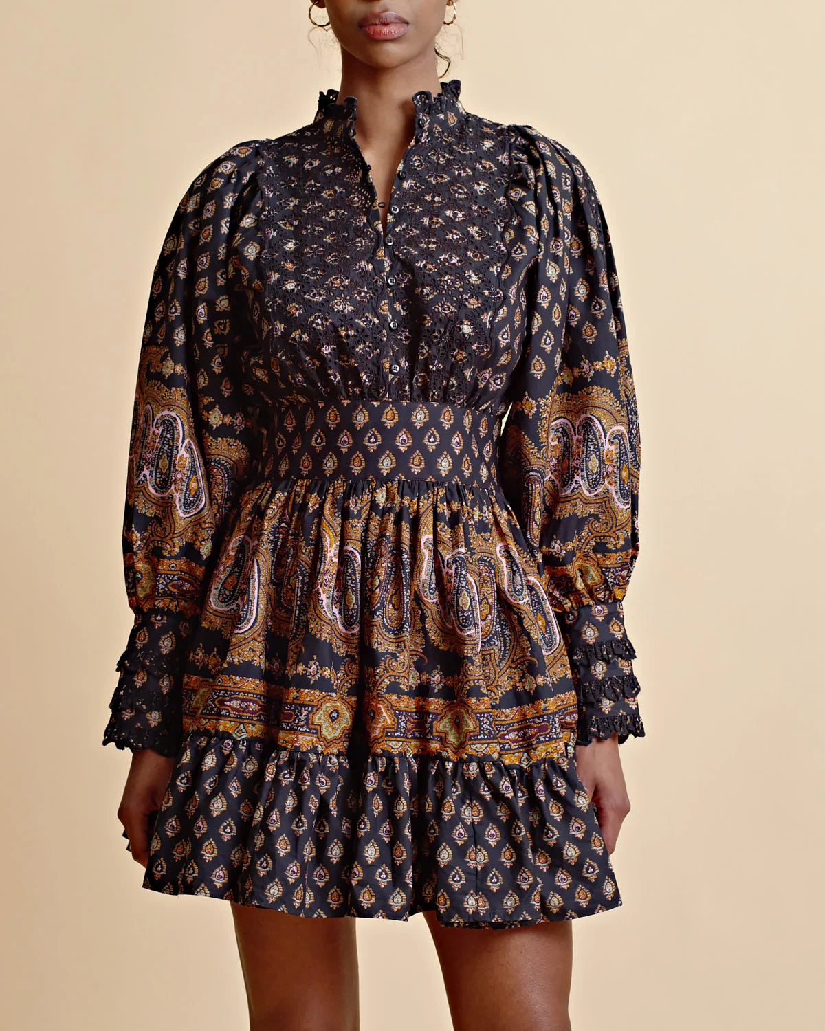 Décorated Poplin Mini Dress - Paisley