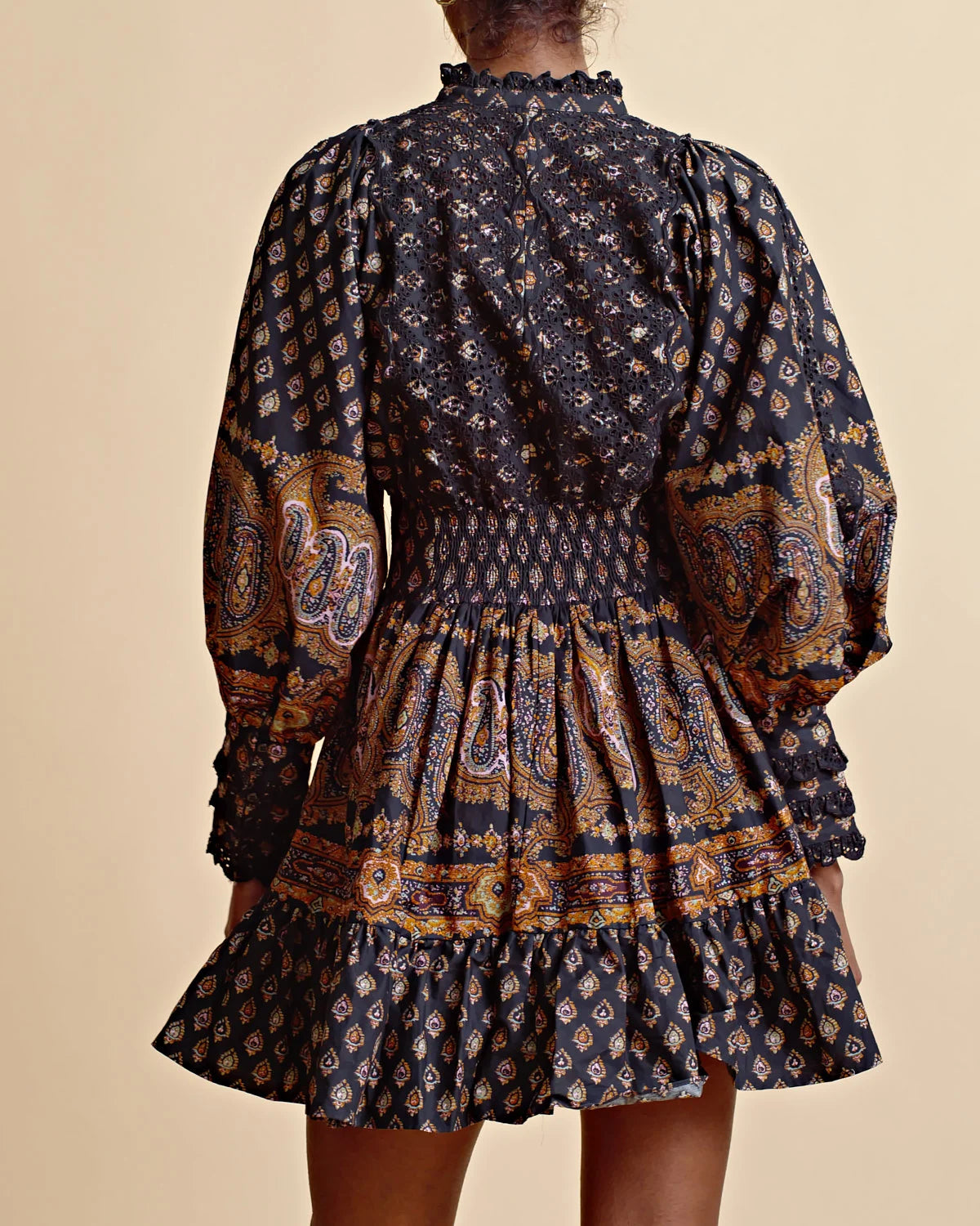Décorated Poplin Mini Dress - Paisley