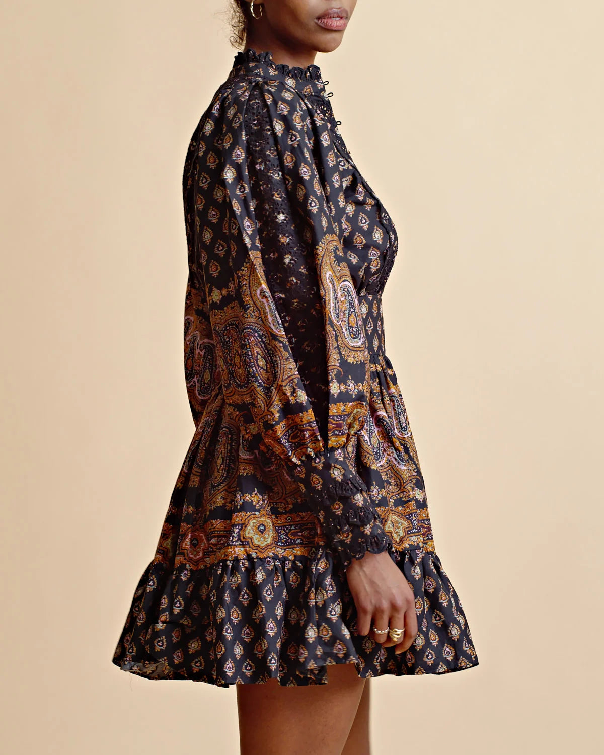 Décorated Poplin Mini Dress - Paisley