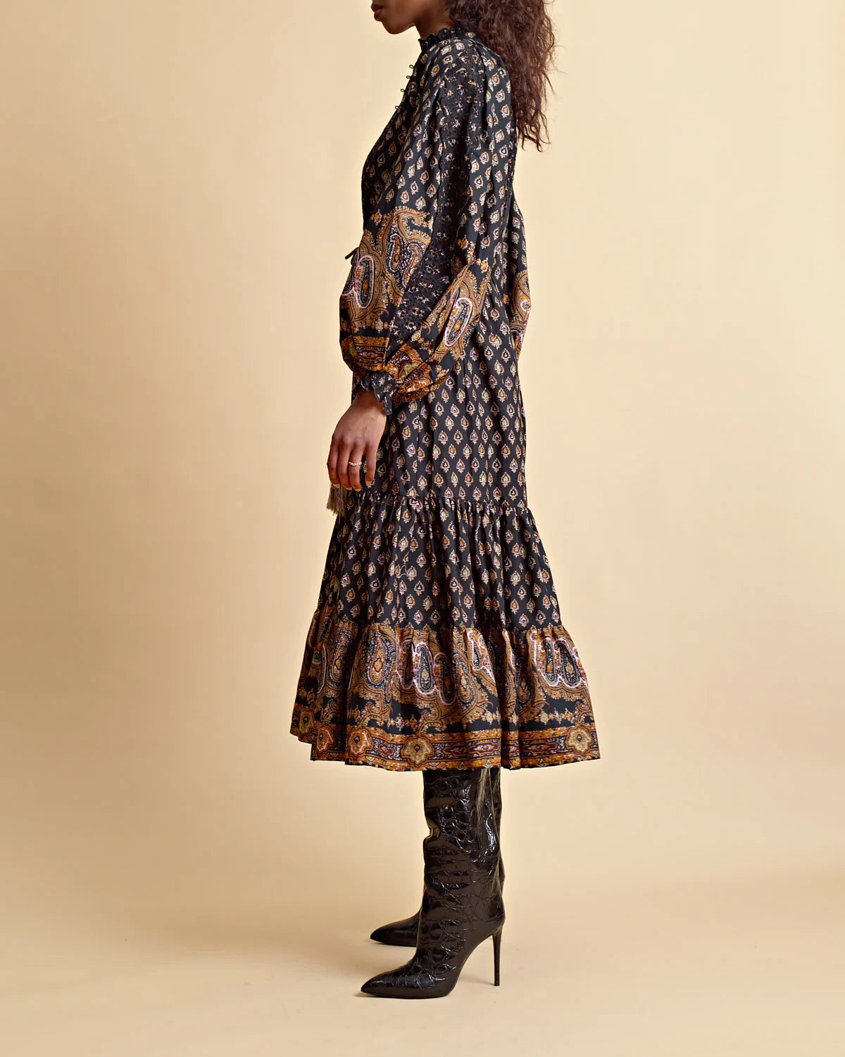 Décorated Poplin Midi Dress - Paisley