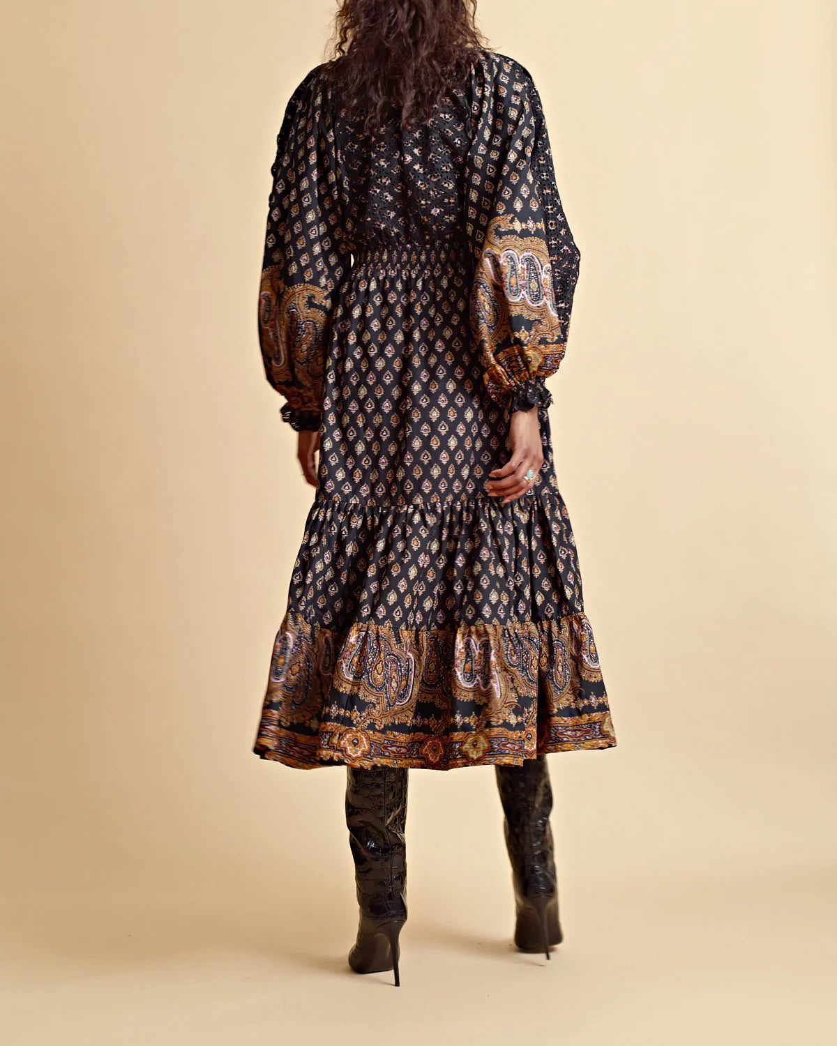 Décorated Poplin Midi Dress - Paisley