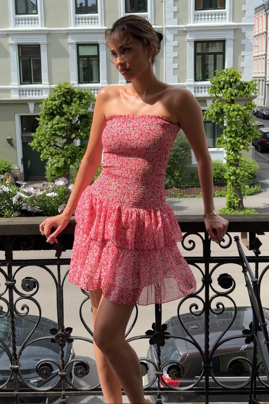 Kanutte Chiffon Smock Dress - Pink