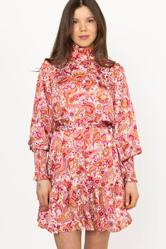 Saga Wide O Paisley Dress - Coral Paisley