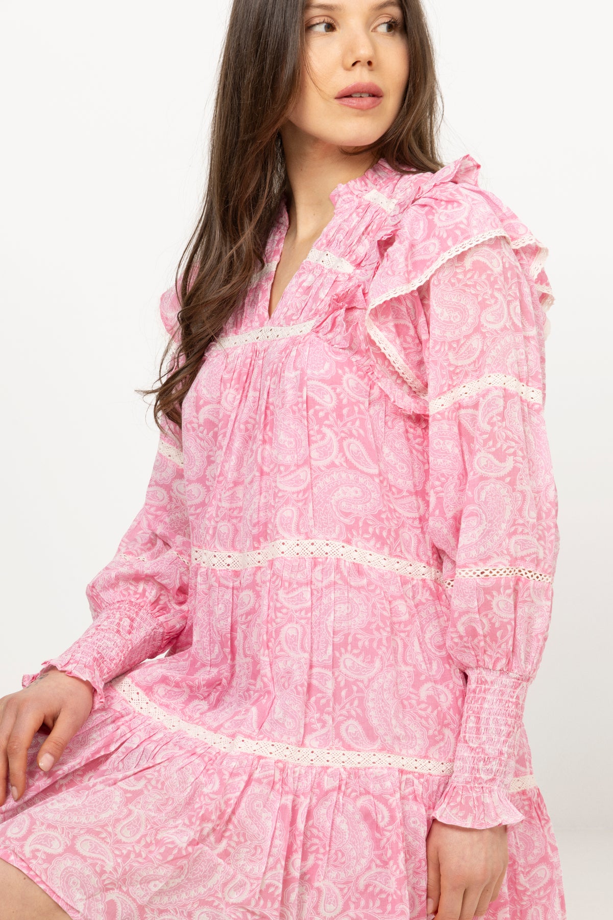 Ellie Paisley Dress - Pink Paisley