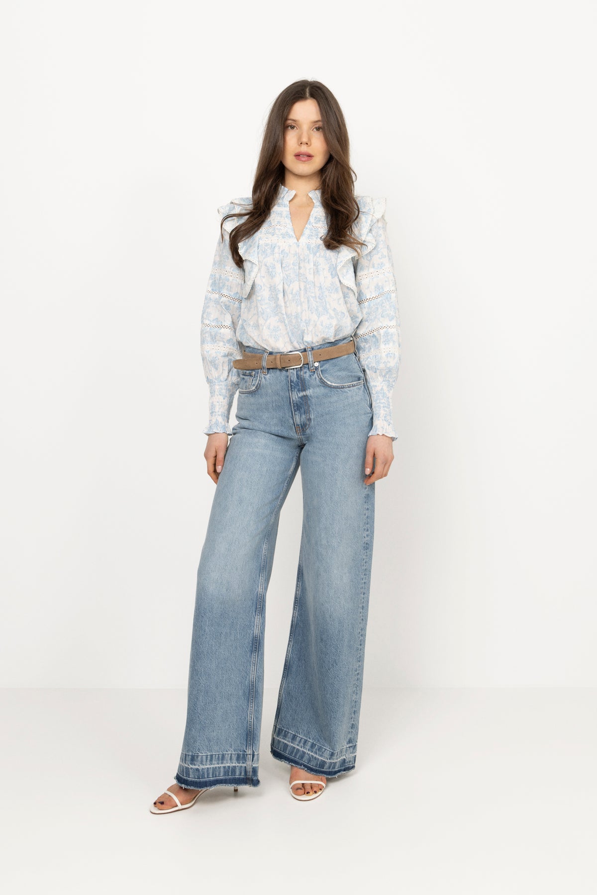 Vårun Flower Dobby Blus - Blue Dobby Flower