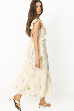 Melbaic Dress - Off White Flower Print