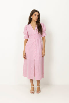 Andrea Dress - Pink Seersucker
