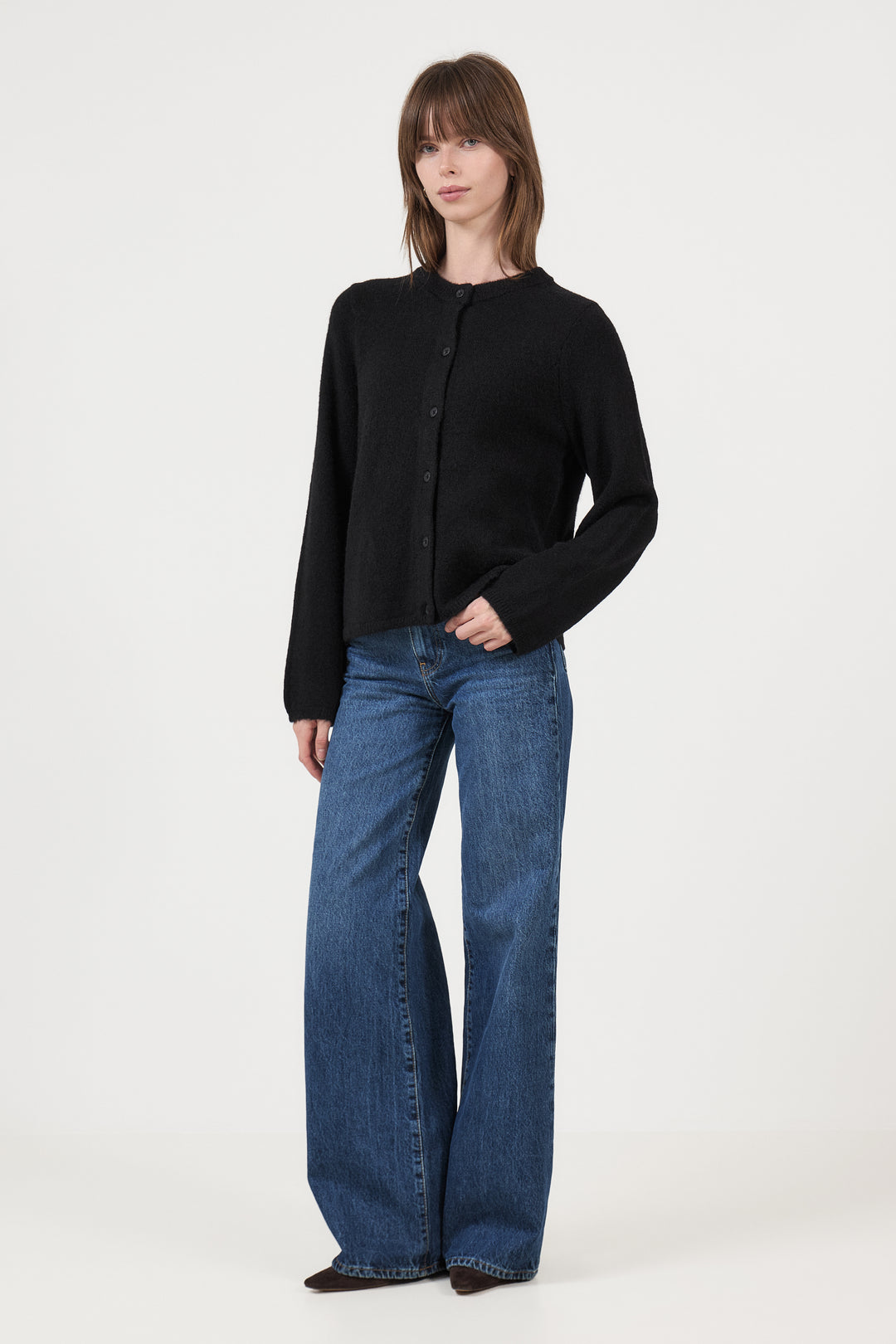 Lulu New Ls Knit Cardigan - Black
