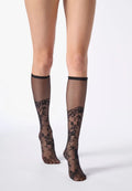 Seductive Lace Knee High - Black
