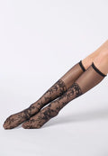 Seductive Lace Knee High - Black