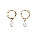 Pearl Necklace And Earrings Gift Set - Guld
