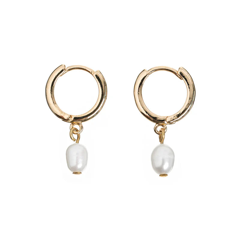 Pearl Necklace And Earrings Gift Set - Guld