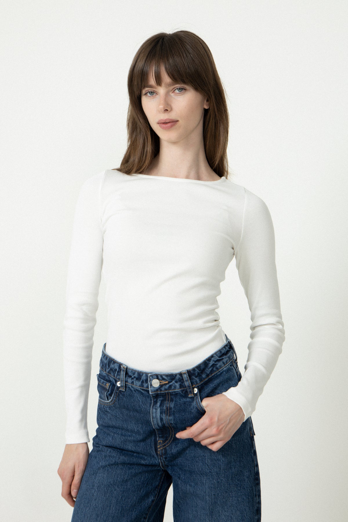 Petronella Rib Boatneck - Off-White