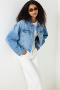 W Cropped Denim Jacket - Ljusblå