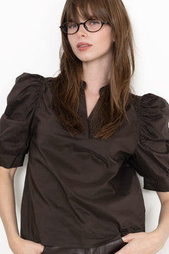 Roella Poplin Blouse - Chocolate Brown