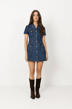 Denim Mini Dress - Blue
