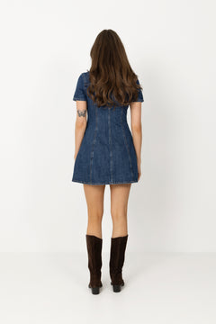 Denim Mini Dress - Blue