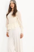 Nanna Chiffon Smock Blus - Creme