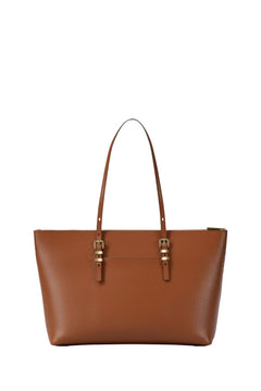 Quinn Large Pebbled Leather Tote Bag - Luggage