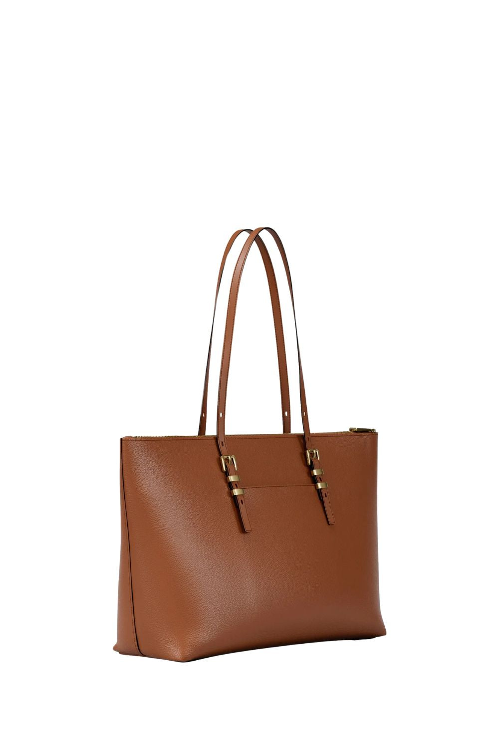 Quinn Large Pebbled Leather Tote Bag - Luggage