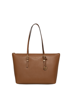 Quinn Large Pebbled Leather Tote Bag - Luggage