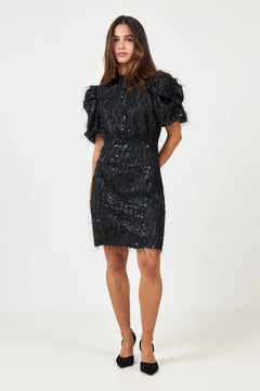 Yasilza 2/4 Sequin Dress - Black